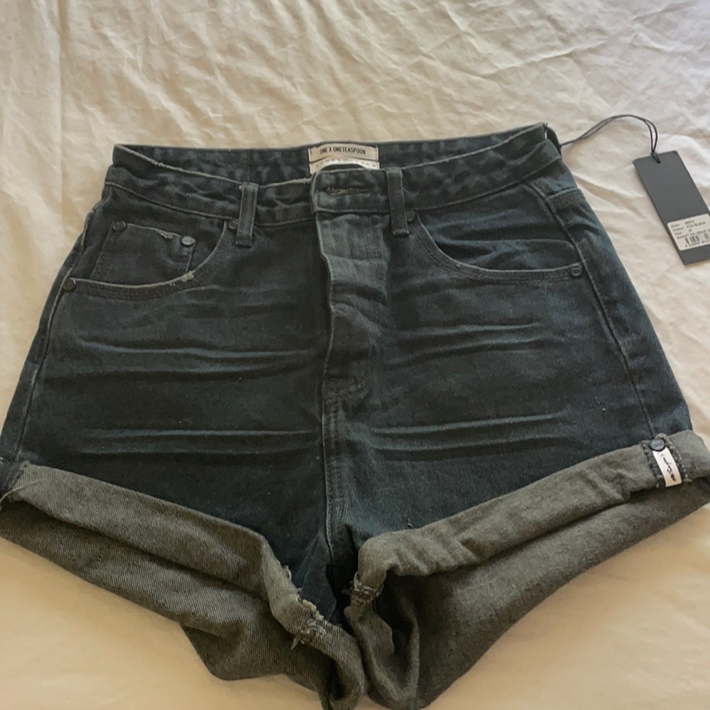 Oneteaspoon dark blue high waisted denim shorts